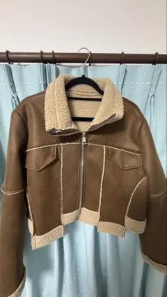 ブラウン ムートンコート ショート丈