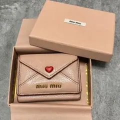 miu miu MADRAS LOVE 三つ折り財布 ピンクのサムネイル