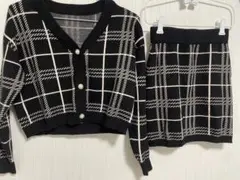 GRL チェック柄ショートニットカーディガンセットアップ【cu263】Sサイズ