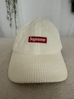 Supreme コーデュロイキャップ クリーム色