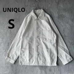 美品 UNIQLO メンズ S 白 カバーオール ユーティリティデニムジャケット