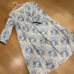 サマンサモスモス【新品タグ付】ゴブラン風 花柄ワンピース ブルー Mサイズ