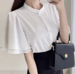 GRL ダブルフレアスリーブパールボタンブラウスal188 グレイル