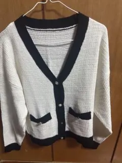 GRL 配色 Vネックパールボタンニットカーディガン