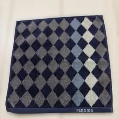 renoma タオルハンカチ アーガイル柄 ネイビー