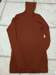 UNIQLO M ウールタートルネックセーター ブラウン
