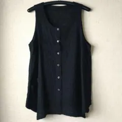 新品未使用 シワ加工 お花柄刺繍デザイン ジレ ロングベスト 日本製