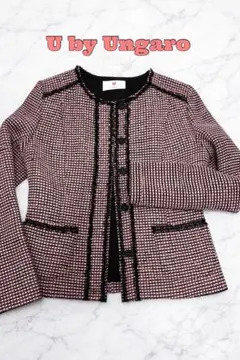 日本製♡美品ツイードジャケット　ノーカラージャケットウンガロピンク春服セレモニー