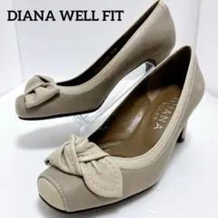 DIANA WELL FIT パンプス 21.5cm EE ベージュ リボンのサムネイル