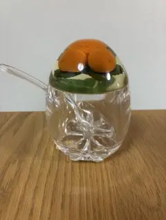 フルーツモチーフ 蓋付きガラスポット スプーン付き