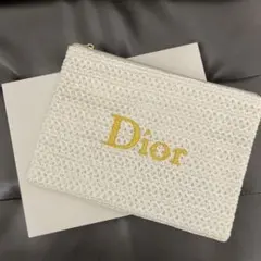 ★新品★Dior ポーチ ホワイト ゴールド刺繍　ノベルティのサムネイル