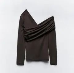 ZARA ワンショルダー 長袖 トップス ブラウン