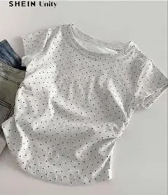 SHEIN Unity ドット柄 半袖Tシャツ