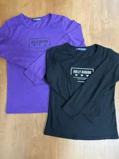 DOLLY RIBBON 長袖Tシャツ 2枚セット ブラック パープル
