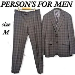 パーソンズフォーメン カジュアルスーツ ネイビー M チェック柄 スラックス 品