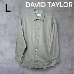 DAVID TAYLOR グレー L 長袖胸ポケットドレスシャツ インポート 春のサムネイル