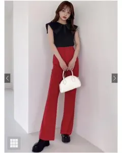 GRL 配色ステッチハイウエストストレートパンツ グレイル