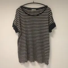 マーガレットハウエル　 リネンボーダーTシャツ II　ブラックのサムネイル