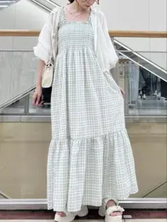 ギンガムチェックキャミワンピース