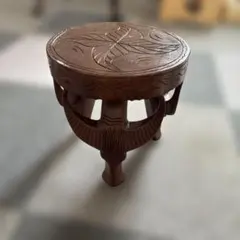 一点物 木彫りスツール プリミティブアート 民族家具 椅子 花台 無垢材