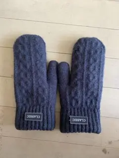 CLASSIC ケーブル編みミトン ダークグレー