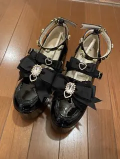 LIZ LISA ハートビジュープラットフォームローファー ブラックエナメルのサムネイル