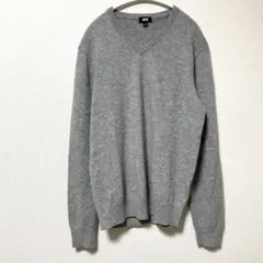 UNIQLO ユニクロ　ニット　セーター　カシミヤ　グレー 灰　Vネック Ｌ