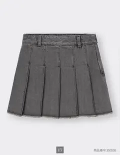 GUデニムローウエストプリーツミニスカート