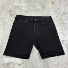 Levi's　501　デニムショーツ　W36　ブラック　無地　古着　コットンのサムネイル