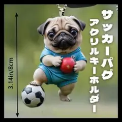 パグ キーホルダー サッカー リアル キーホルダー キュート 犬 ペットアクリル