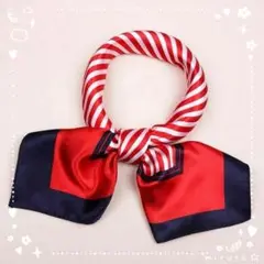 レッド ストライプ スカーフ シルクタッチ 上品