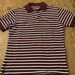 UNIQLO 茶色と白のボーダーポロシャツ Sサイズ
