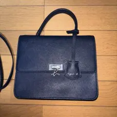 Agnesb アニエスベー　ネイビー　ショルダー付きバッグ　2wayハンドバッグ