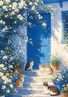 水彩画 海育ちの猫達〜沈みゆく夕陽 原画 - メルカリ