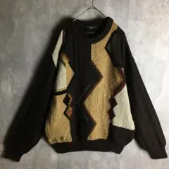イタリア製 EMILIO NANDINI ニット セーター 総柄 茶 L1220 - メルカリ