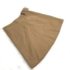 GUブラウン ベルト付き ミニスカートMサイズ秋冬用スタイリッシュブラウン