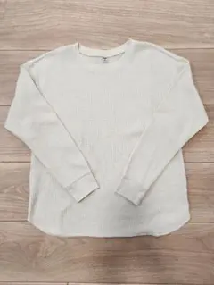 ユニクロ　ワッフルクルーネックT（長袖）M　オフホワイト