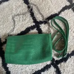 グリーン クロコダイル風 ショルダーバッグ 2way