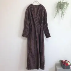 ハンチ カシュクールワンピース ロングカーディガン ストライプ シンプル 可愛いのサムネイル