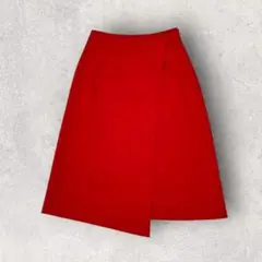 ELLE エル イトキン ラップス風 ストレッチ ミモレ スカート レッド 40