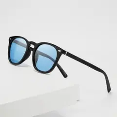 調光 偏光 軽量 サングラス ブルー 青 カラーレンズ UVカット ブラック