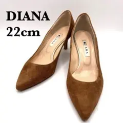 DIANA ダイアナ パンプス スエード ポインテッドトゥ 茶色 22