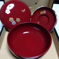 森英恵　赤い漆器 菓子鉢茶托セット CHIKICHI