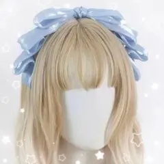 カチューシャ ブルー リボン ヘッドドレス メイド コスプレ ロリータ 衣装のサムネイル