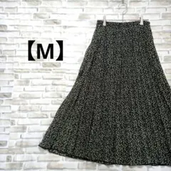 プリーツ　ロングスカート　ウエストゴム　春　夏　Ⅿ　ブラック　グリーン　花柄