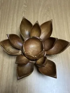 木彫り 蓮の花 木皿 取り皿 アジアン雑貨