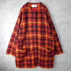 ビンテージ GIVENCHY Life チェック ウールコート ノーカラー 9号のサムネイル