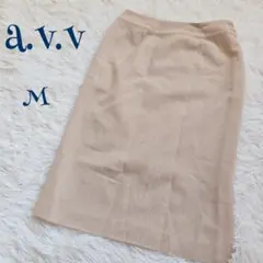 【アーヴェヴェ】サイドボタン 毛混 膝丈スカート M 上品　通勤 きれいめ