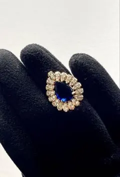 大ぶり ブルービジュー リング