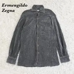 【美品】Ermenegildo Zegna S 長袖フリースシャツ グレーのサムネイル
